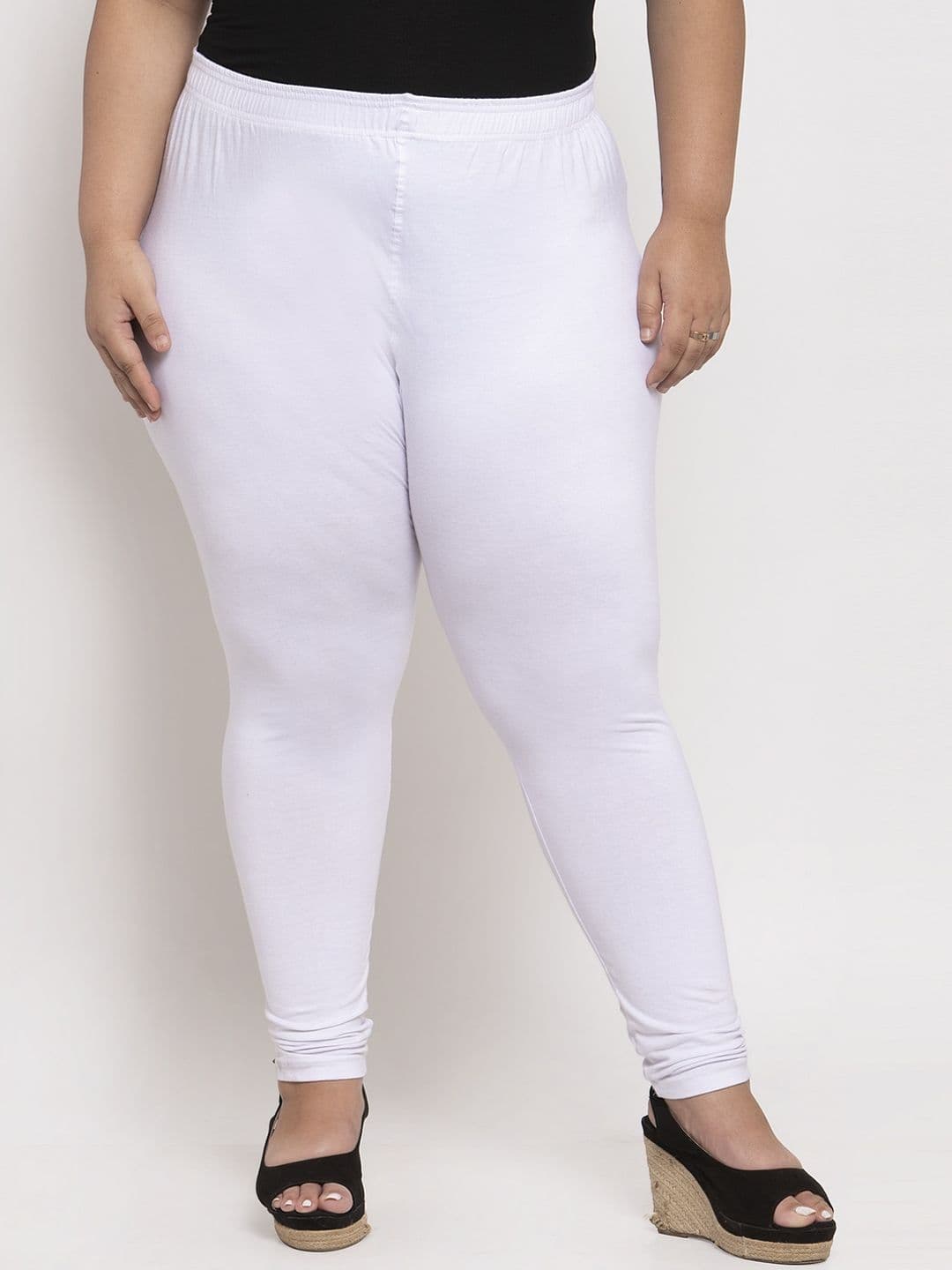 TAG 7 PLUS Women White Solid Plus Size Ankle-Length Leggings - view 1