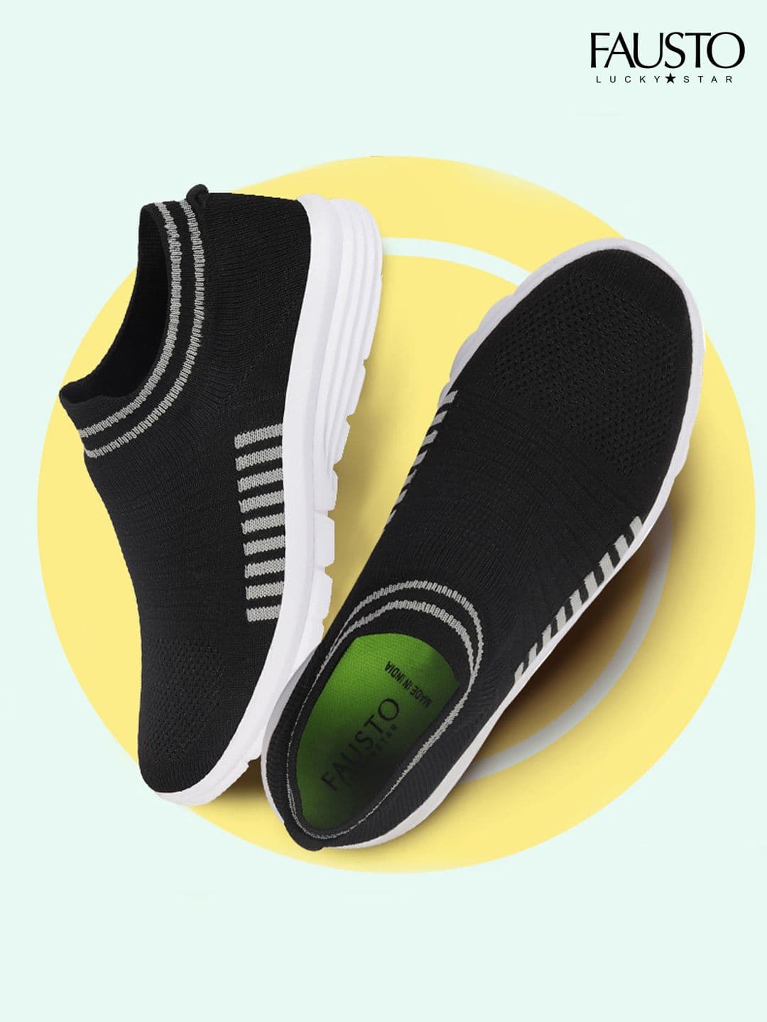 FAUSTO Men Black Walking Shoes - view 1