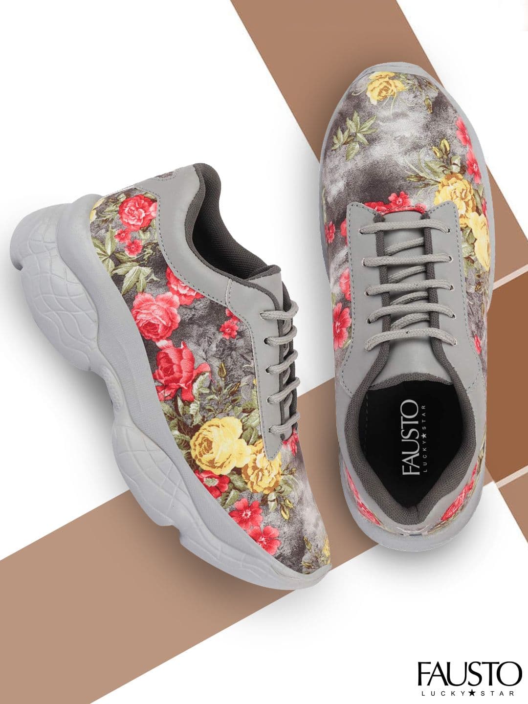FAUSTO Women Grey Synthetic Running Shoes - view 1