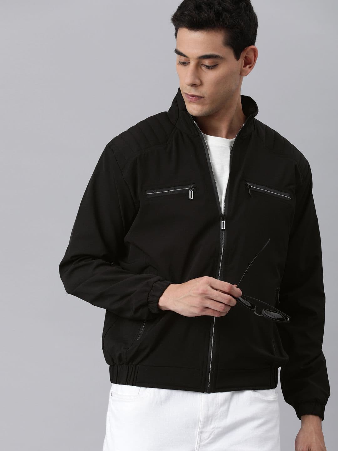 VOXATI Men Black Windcheater Bomber Jacket - view 1