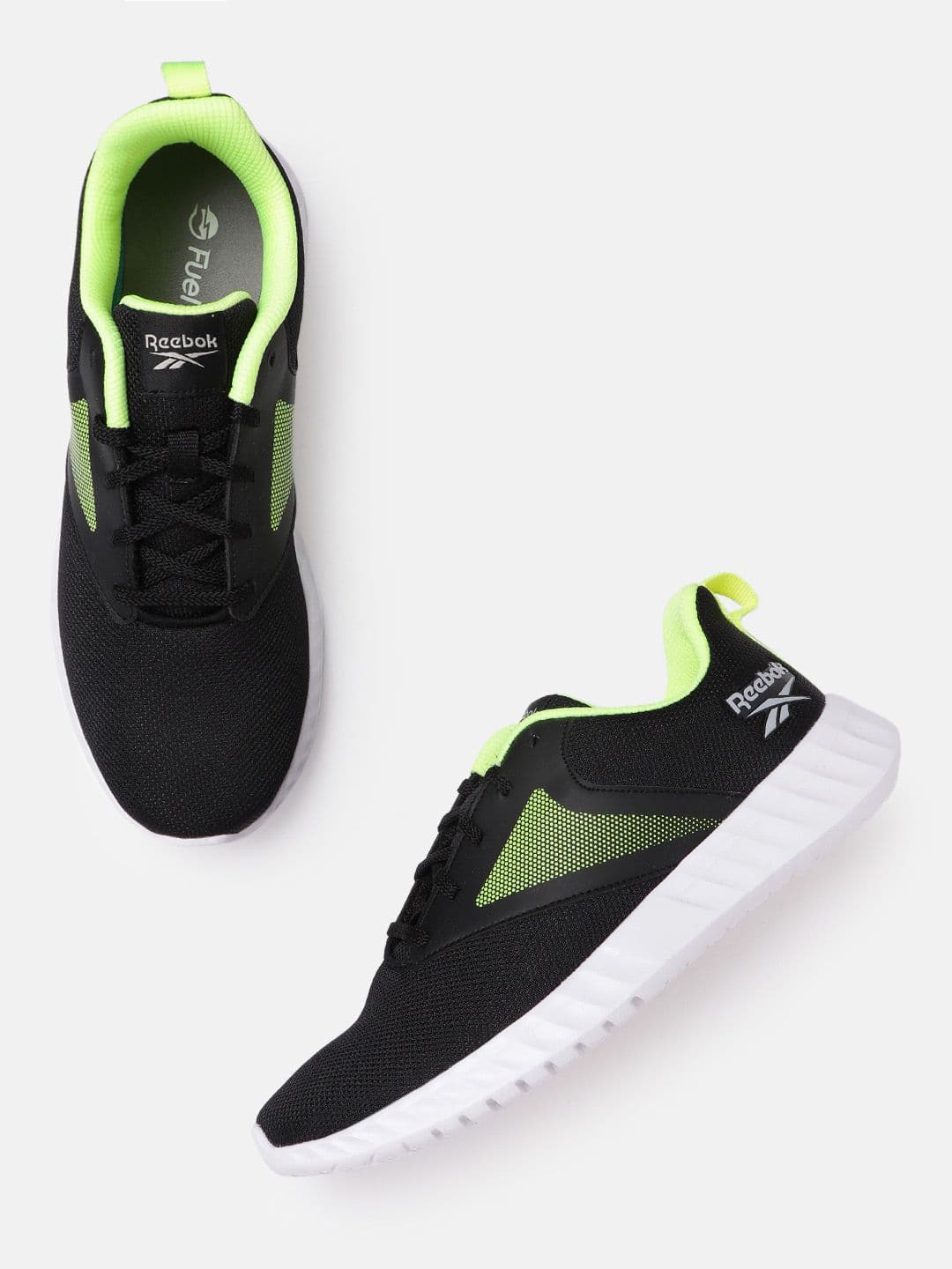 Reebok Men Black Woven Design Protonium Lite Running Shoes - view 1