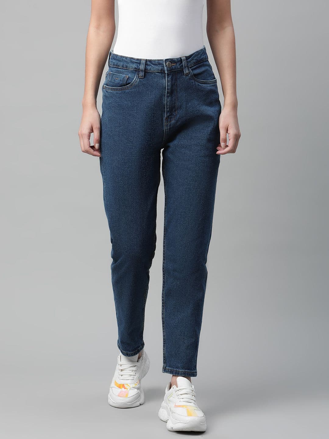 Mast & Harbour Women Navy Blue Boyfriend Fit Stretchable Jeans - view 1