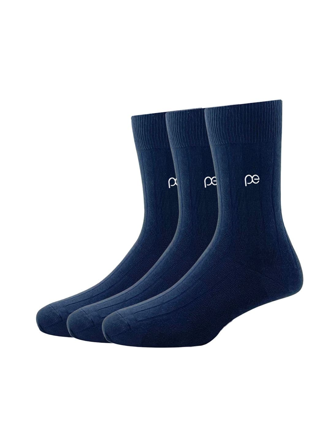 Peter England Men Pack Of 3 Navy Blue Striped Calf-Length Socks - view 1