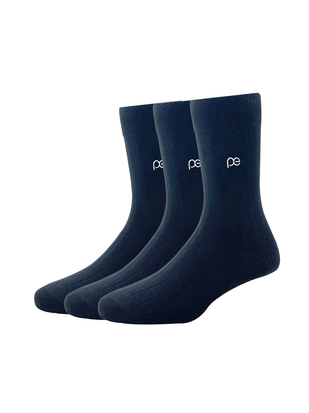 Peter England Men Pack Of 3 Black Striped Calf-Length Socks - view 1