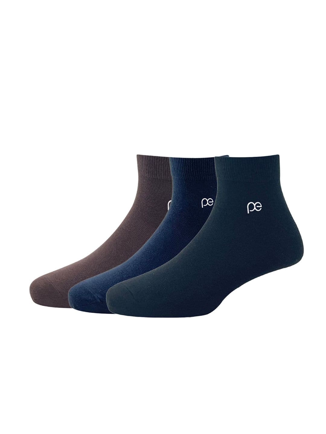Peter England Men Pack Of 3 Brown & Charcoal Solid Above Ankle-Length Socks - view 1