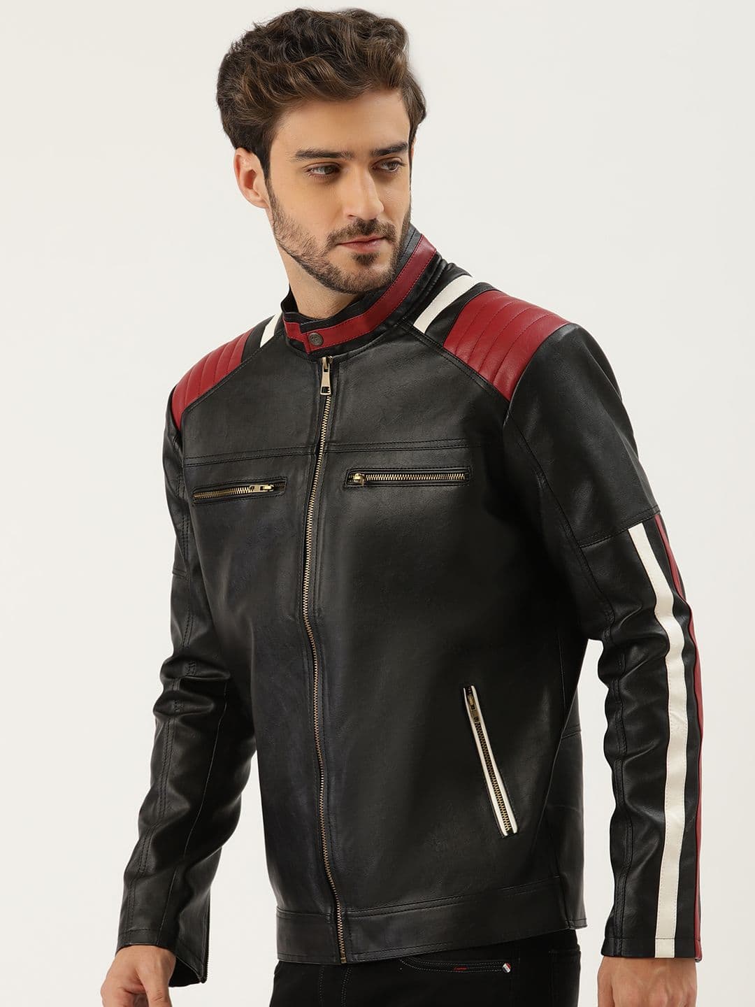 Leather Retail Men Black Solid Leather Jacket - view 1