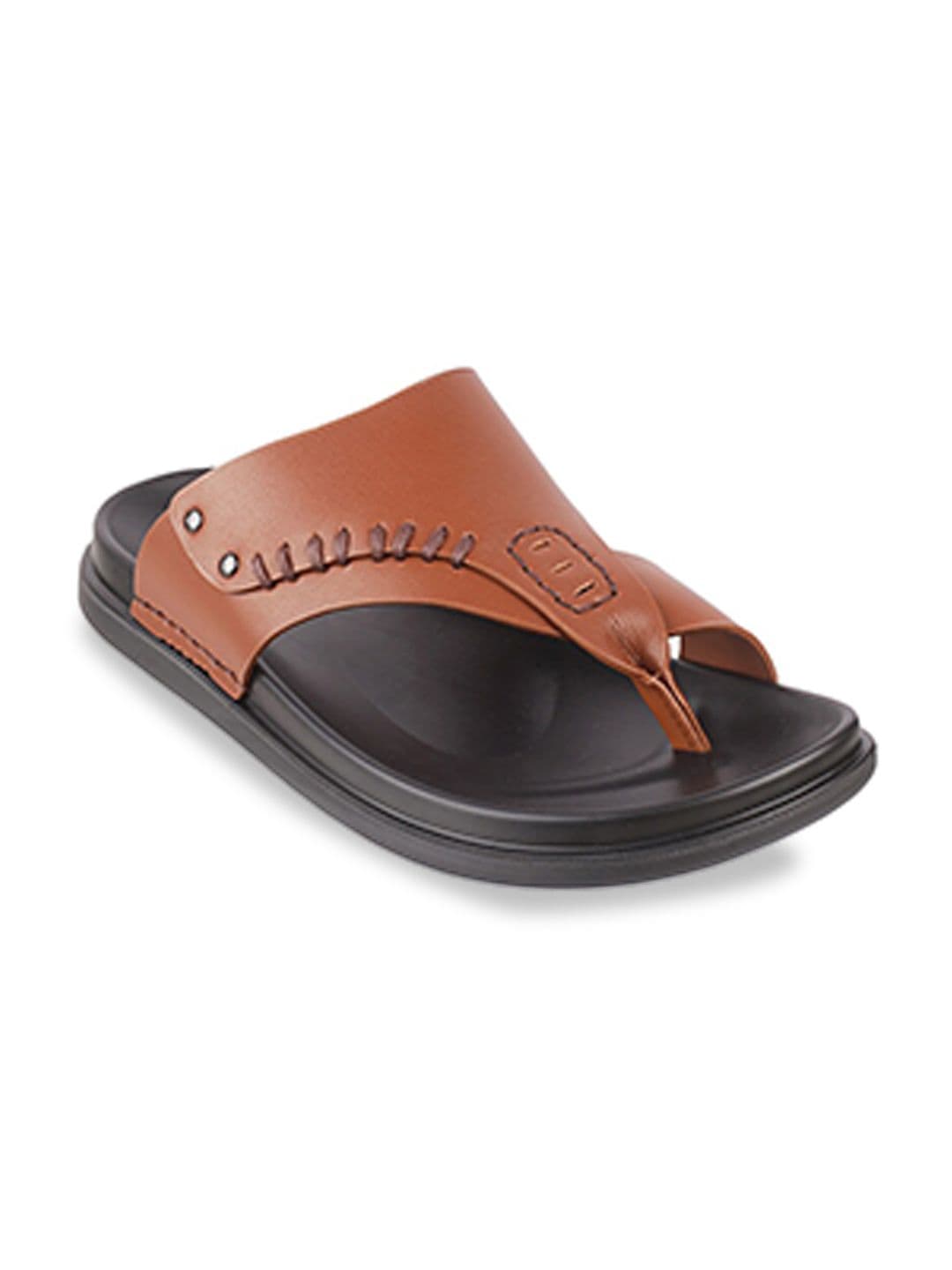 DAVINCHI Men Tan Brown Leather Comfort Sandals - view 1