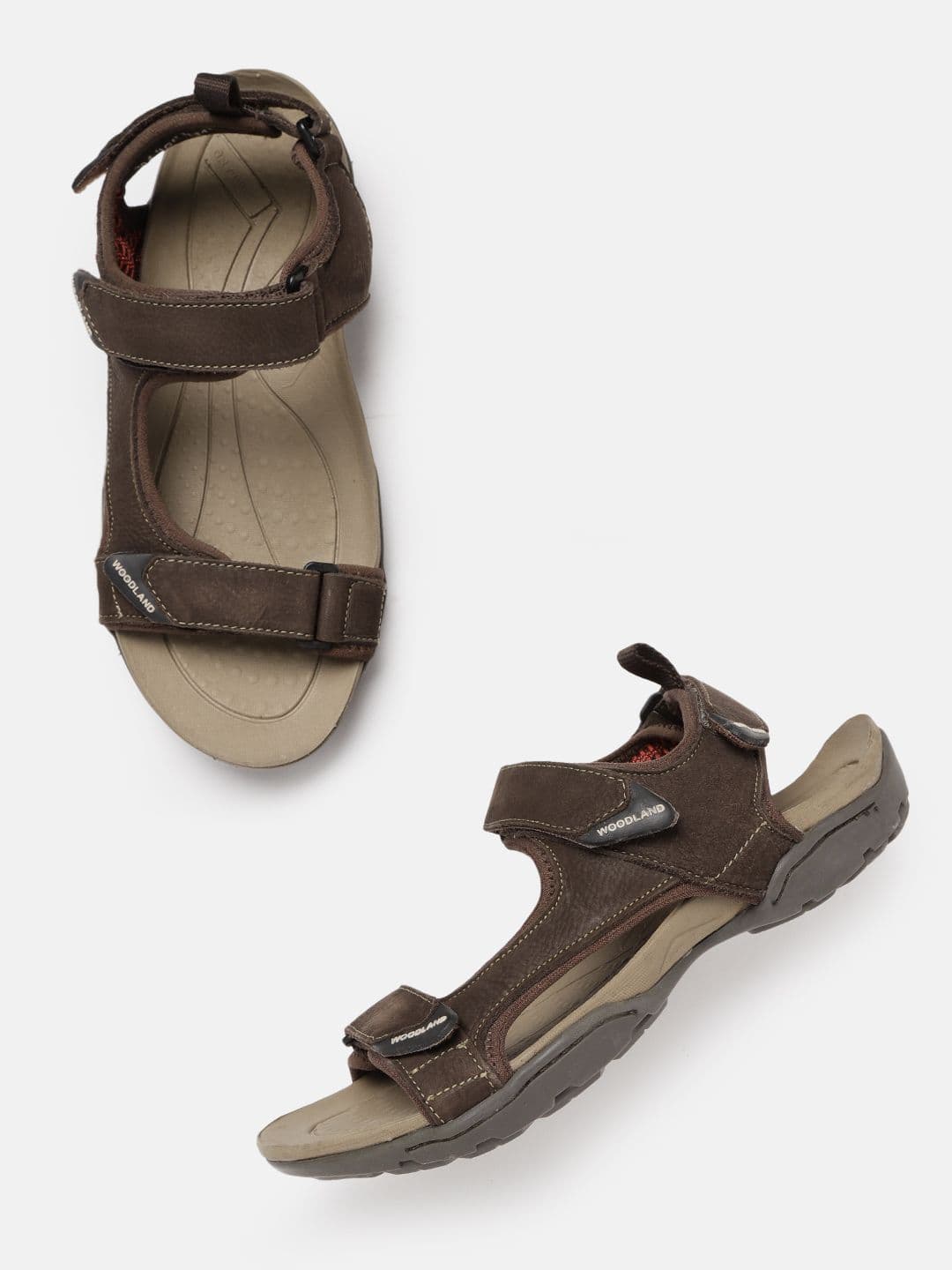 Woodland Men Coffee Brown Solid Leather Sports Sandals - view 1