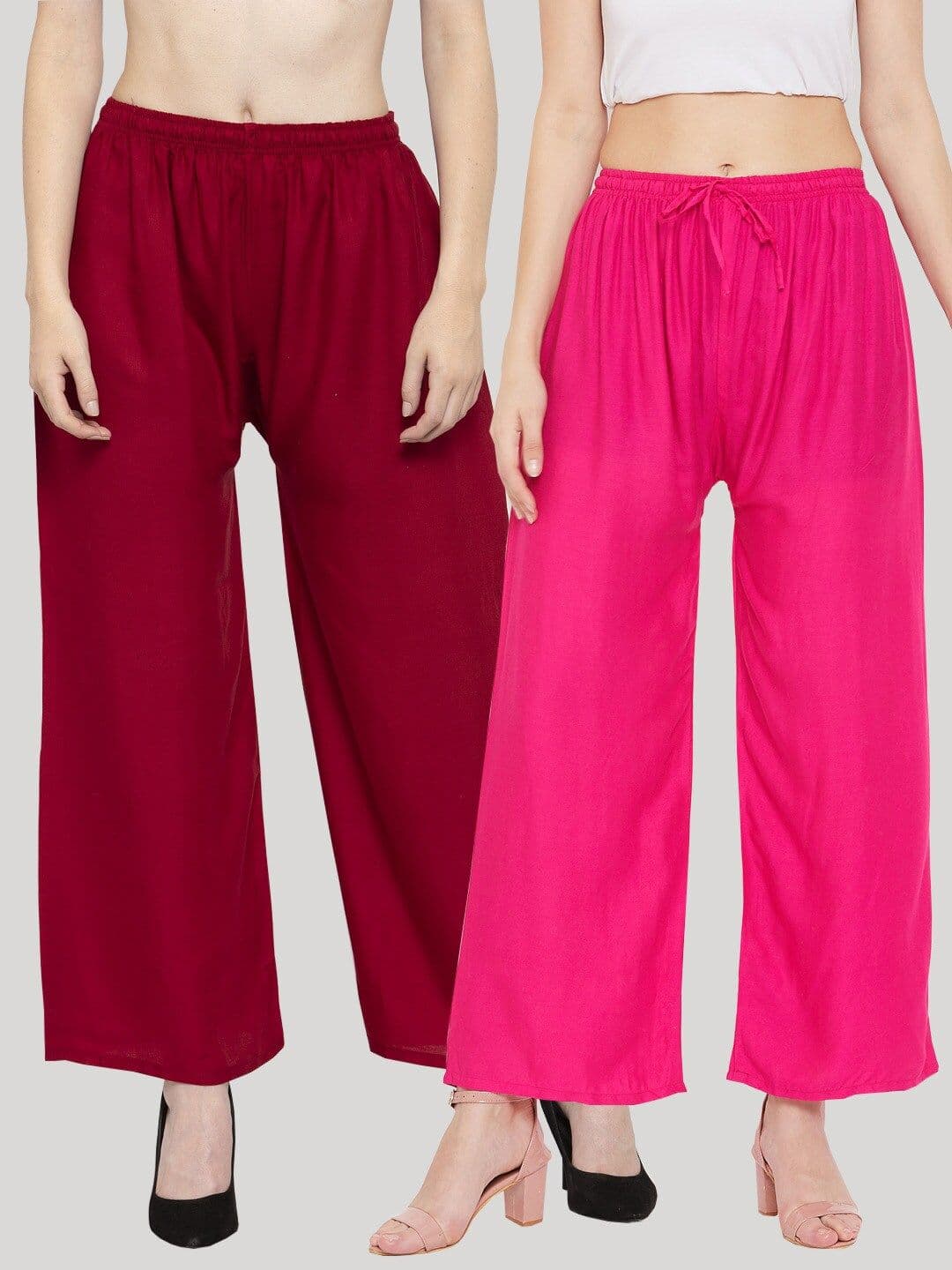 Clora Creation Women Women Pack of 2 Solid Straight Fit Palazzos - view 1