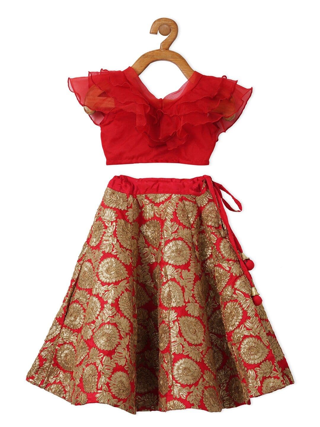 PICCOLO Red & Gold-Coloured Ready to Wear Lehenga with Blouse - view 1