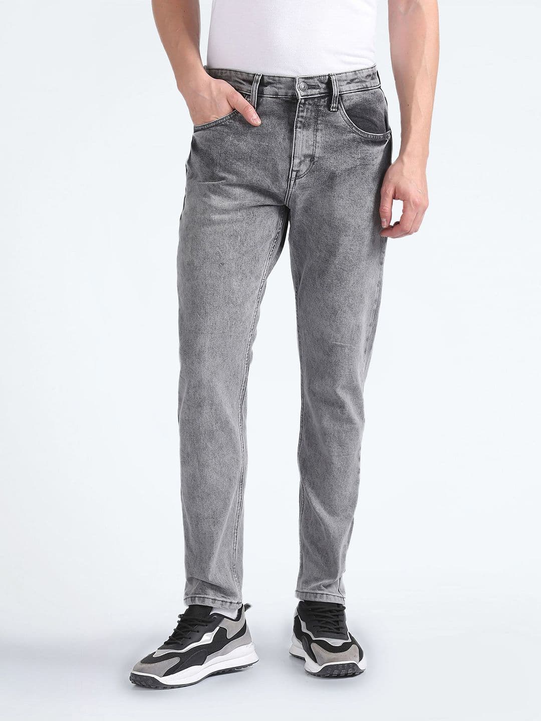 Flying Machine Men Grey Jackson Skinny Fit Low-Rise Light Fade Stretchable Jeans - view 1