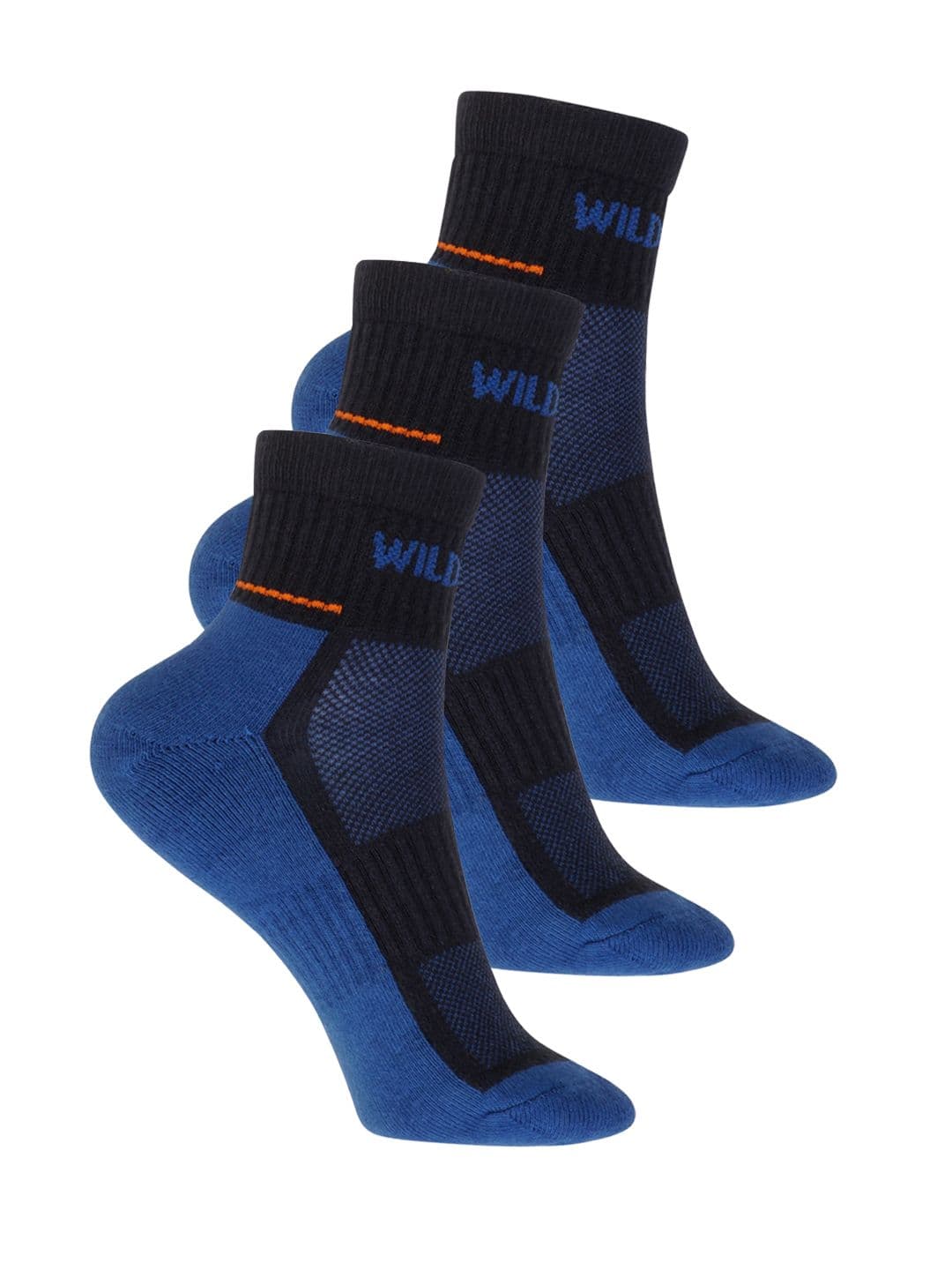 Wildcraft Adults Navy Blue Pack of 3 Colourblocked Above Ankle Socks - view 1