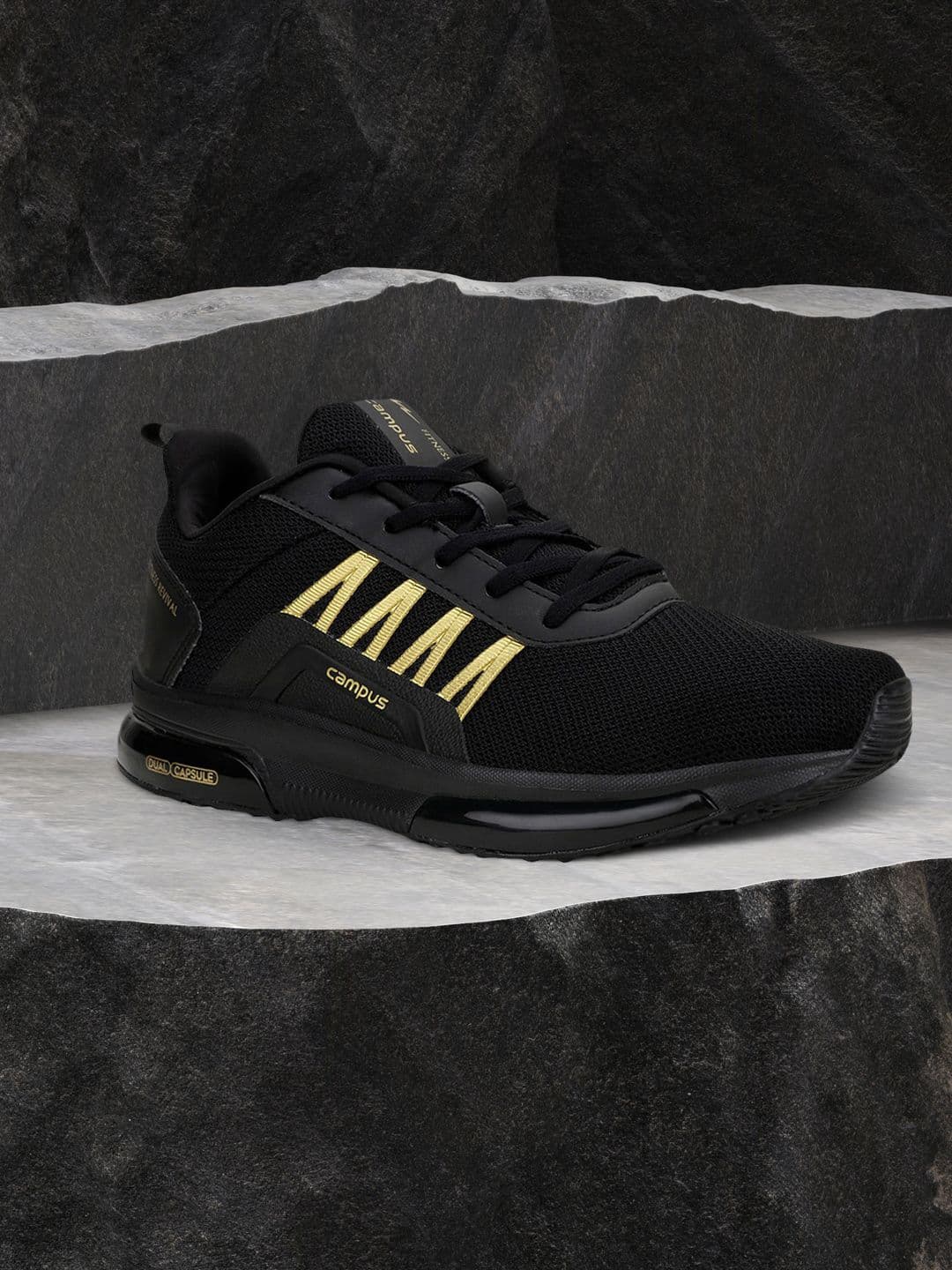 Campus Men BRAZIL PRO Black Mesh Road Running Shoes - view 1