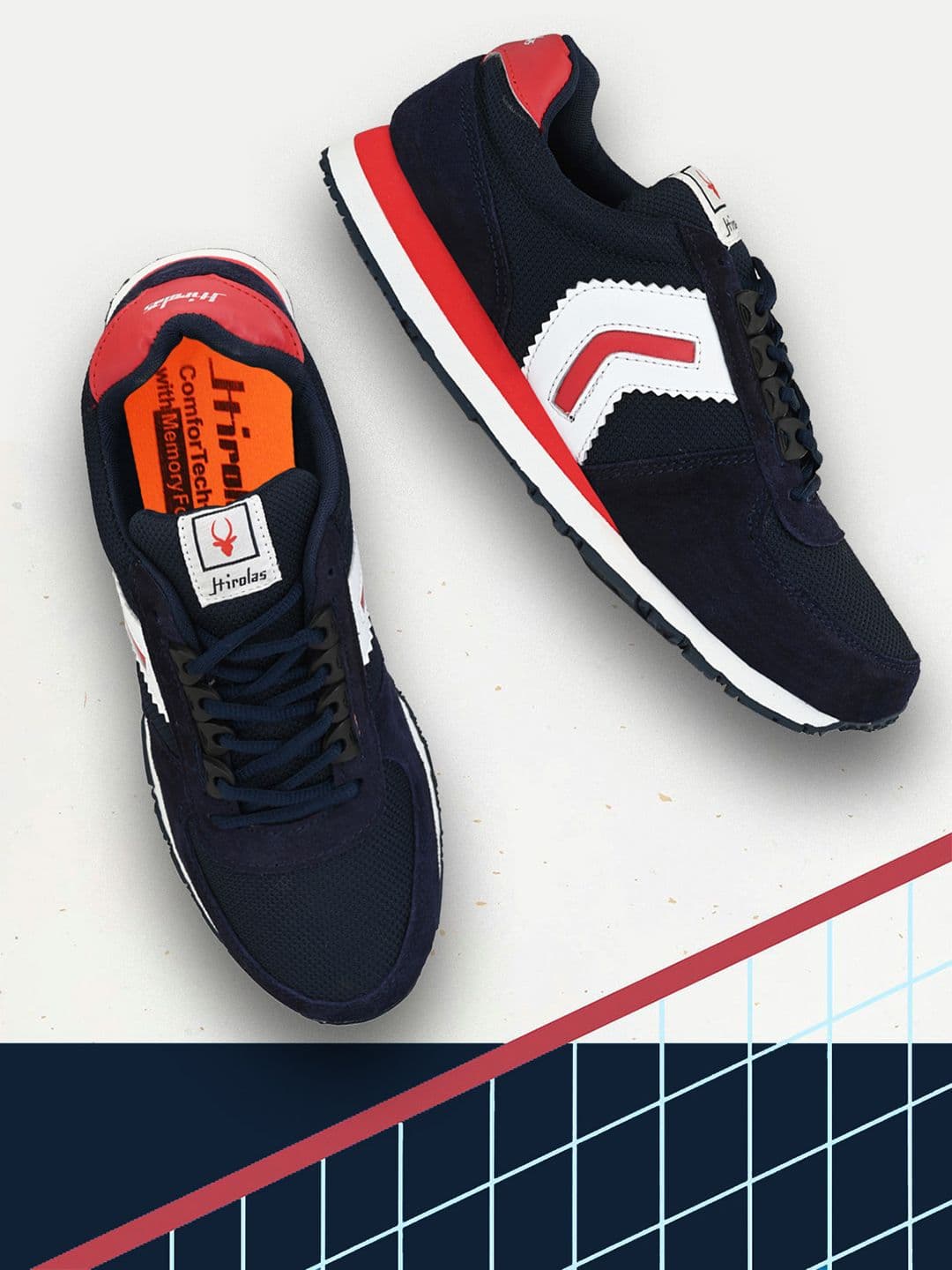HIROLAS Men Blue Suede Running Shoes - view 1
