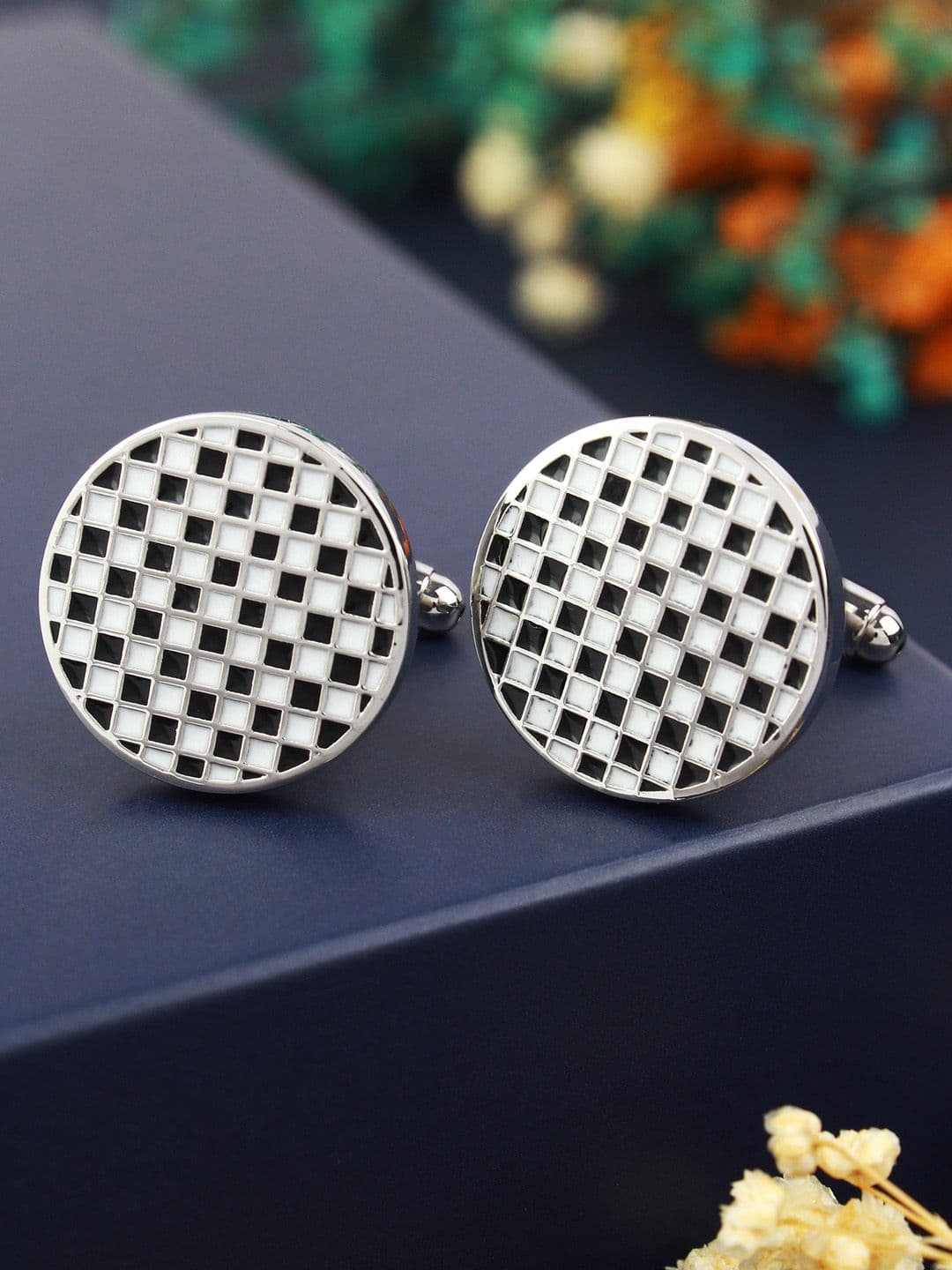 PELUCHE Black & Silver-Toned Cufflink - view 1
