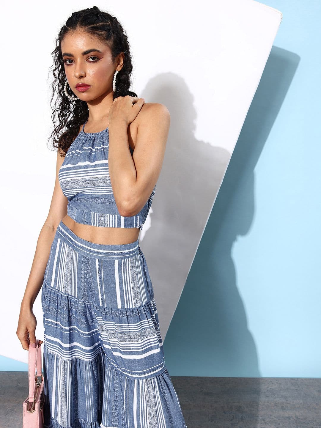 QUIERO Women Stunning Blue Striped Co-Ords Jumpsuit - view 1