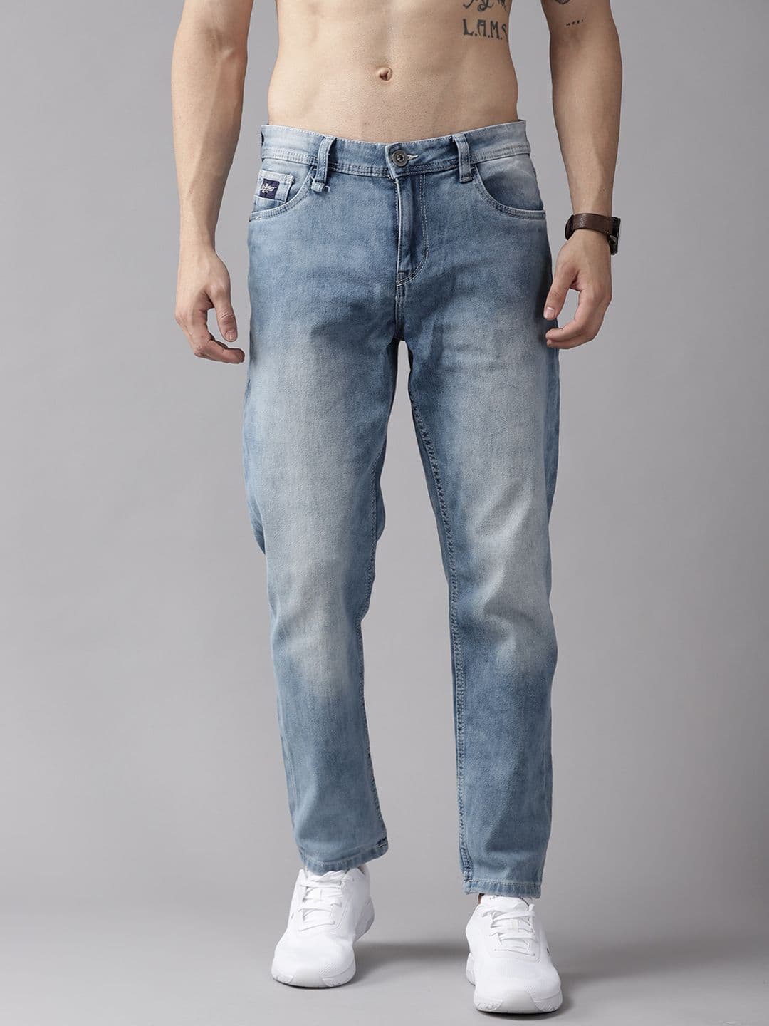 Roadster Men Blue Light Fade Stretchable Jeans