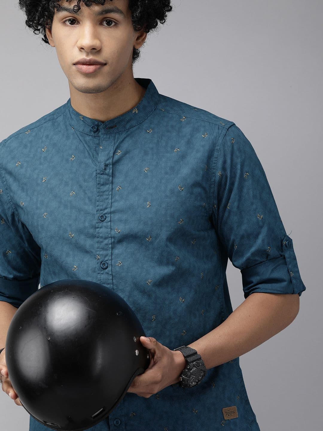 Roadster Men Teal Blue & Brown Printed Casual Shirt - view 1