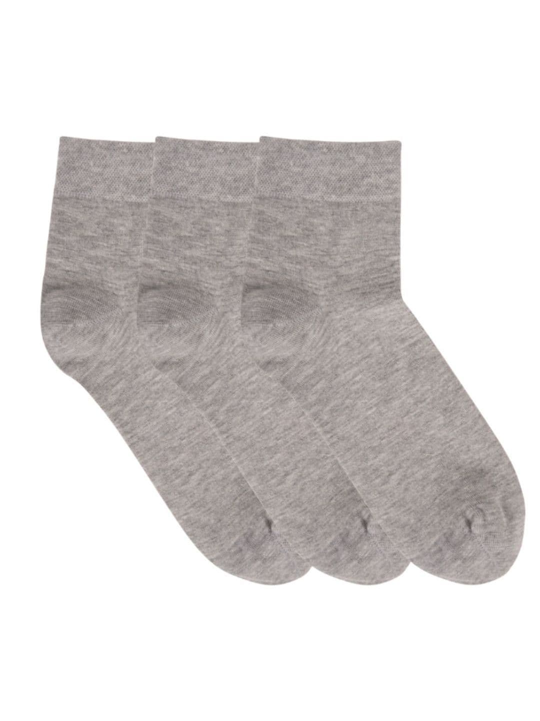 N2S NEXT2SKIN Men Pack Of 3 Grey Melange Solid Combed Cotton Ankle-Length Socks - view 1