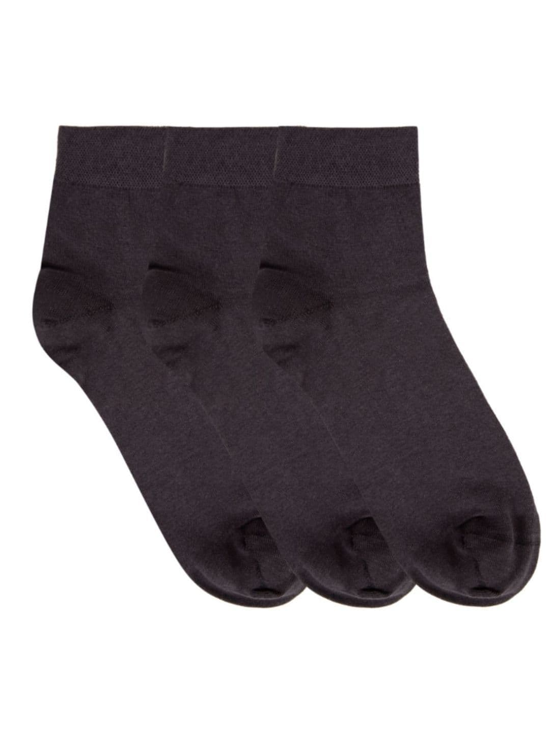 N2S NEXT2SKIN Men Pack Of 3 Grey Solid Combed Cotton Ankle-Length Socks - view 1