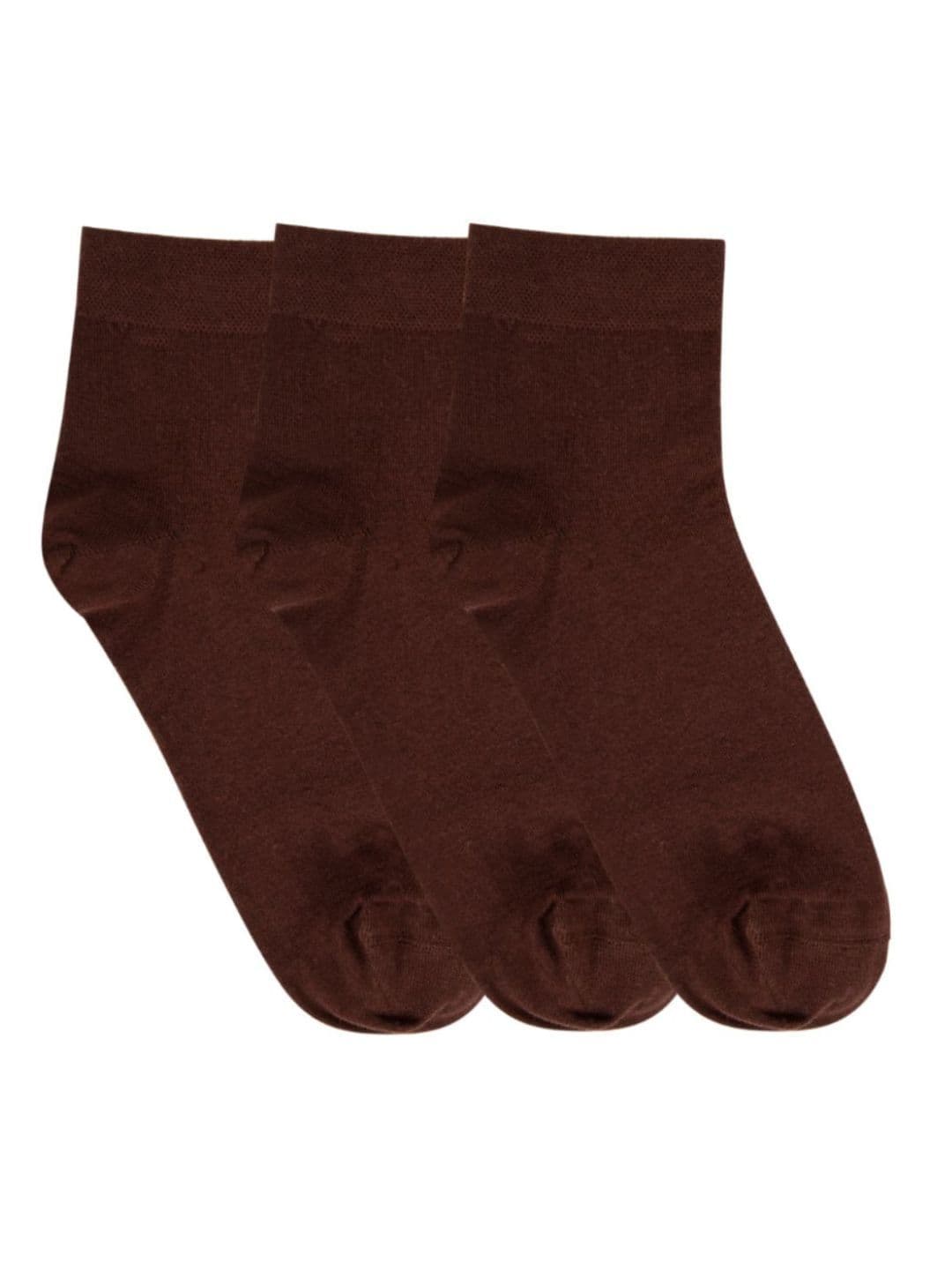 N2S NEXT2SKIN Men Pack Of 3 Brown Solid Combed Cotton Ankle-Length Socks - view 1