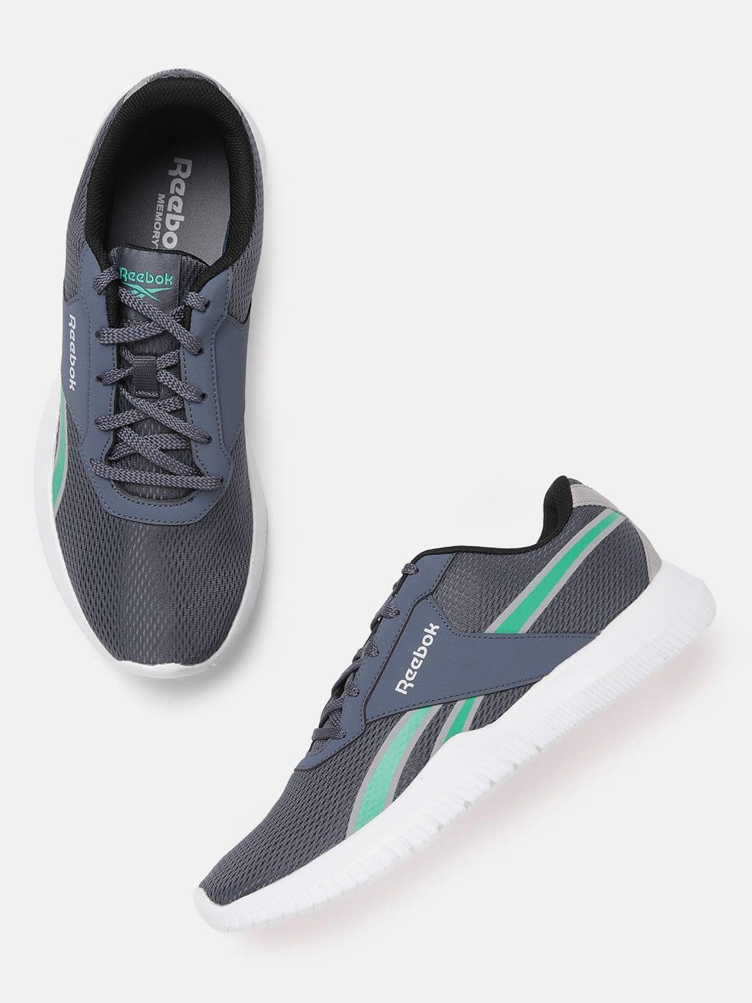 Reebok Men Grey & Green Chase Woven Design Memory Tech Foam Training Shoes - view 1
