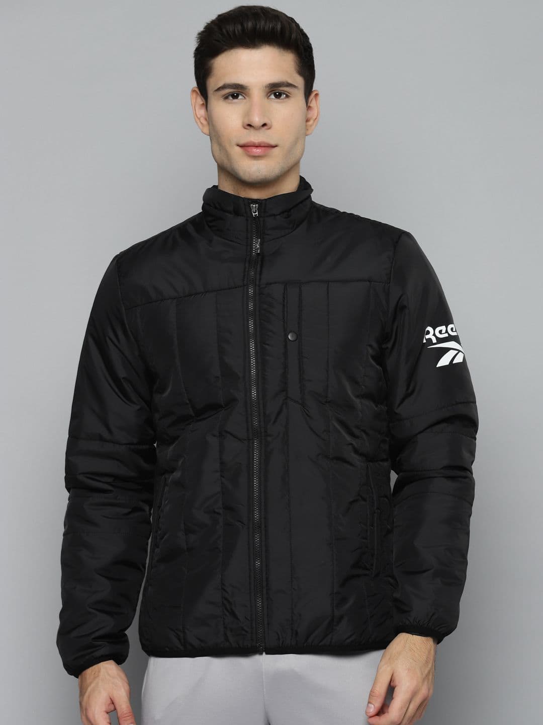 Reebok Men Black Solid BAS Light Padded Jacket - view 1
