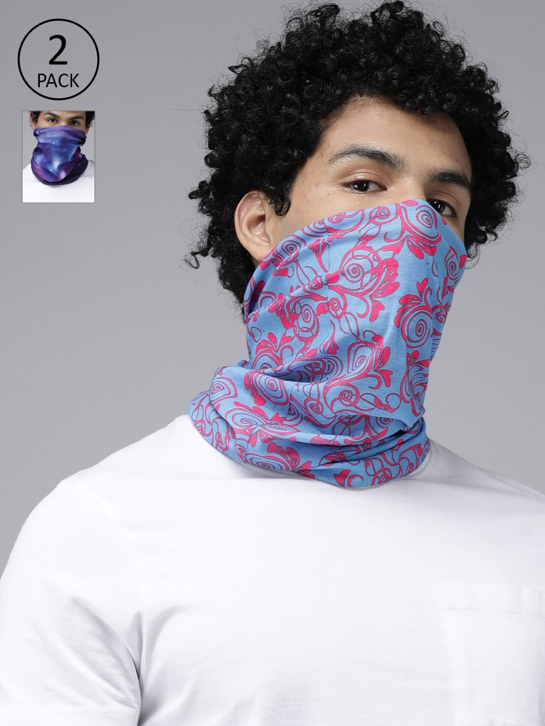 Roadster Unisex Pack Of 2 Blue & Red Printed Neck Gaiters - view 1