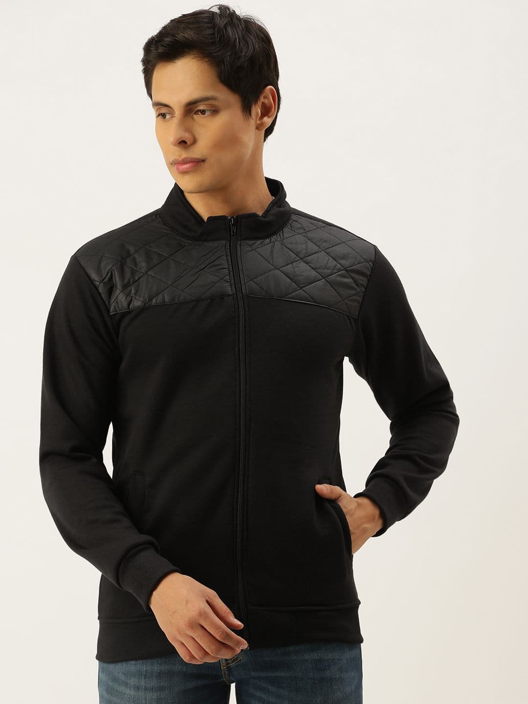 CAHOOT Men Black Quilt Detailed Windcheater Bomber Jacket - view 1