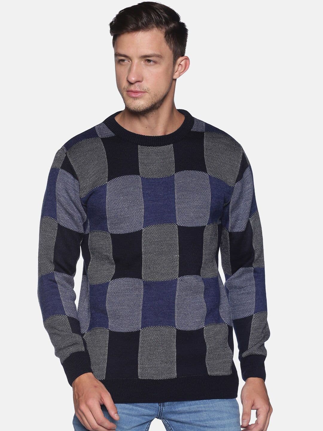 CAHOOT Men Navy Blue & Grey Printed Pullover - view 1