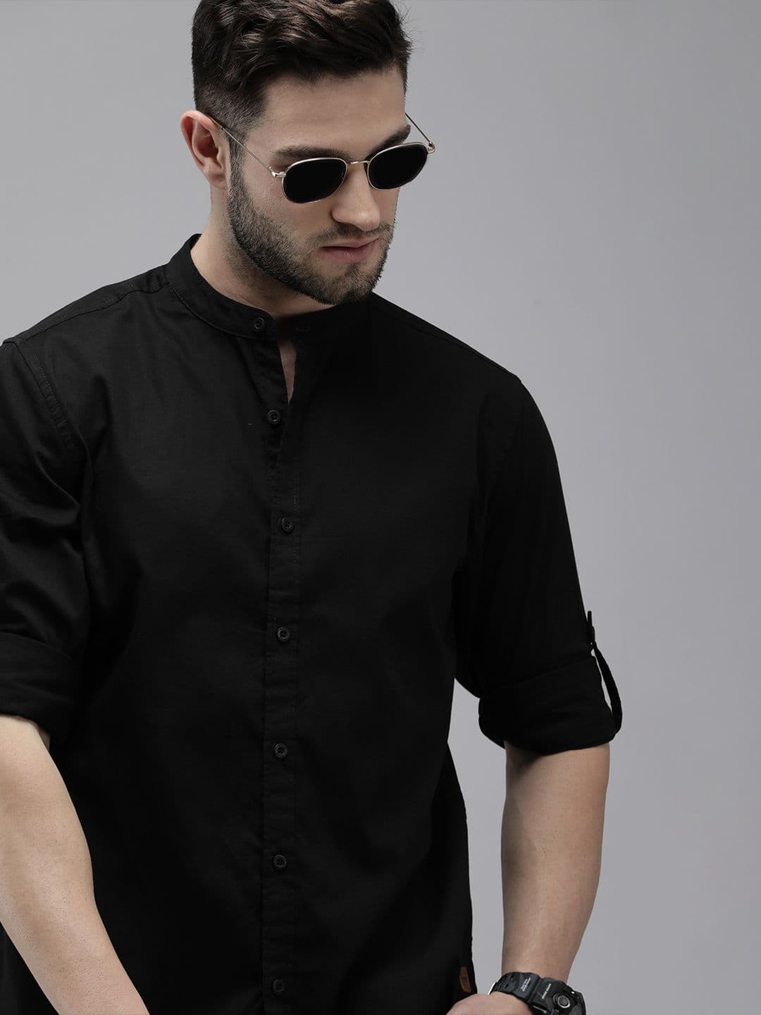 Roadster Men Black Solid Pure Cotton Casual Shirt - view 1