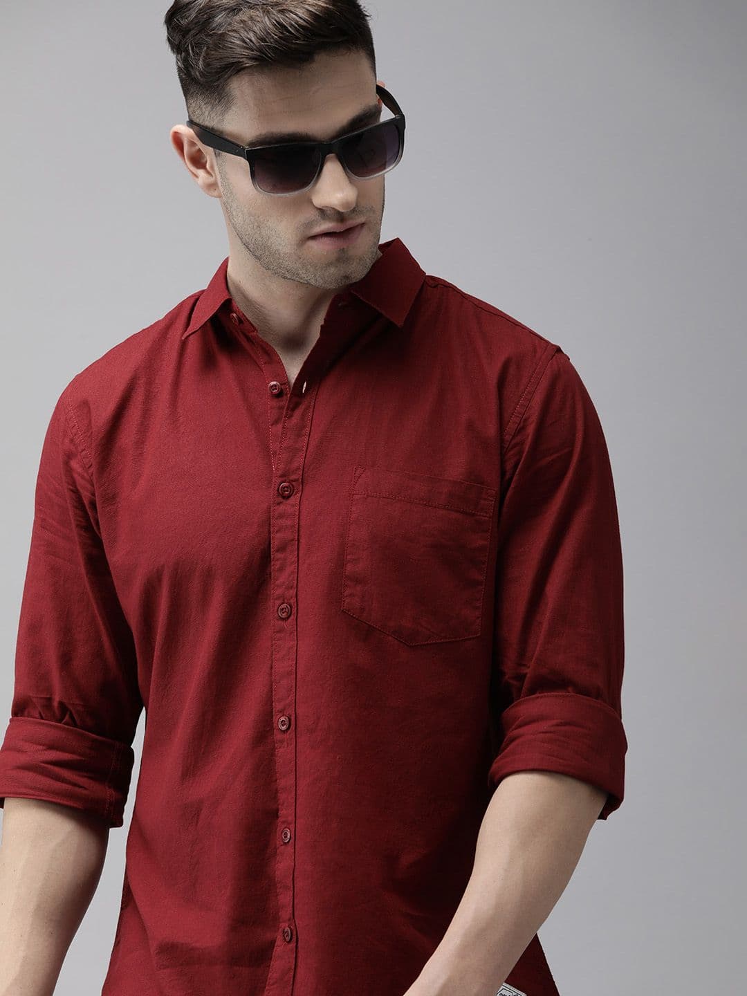Roadster Men Maroon Pure Cotton Casual Shirt - view 1
