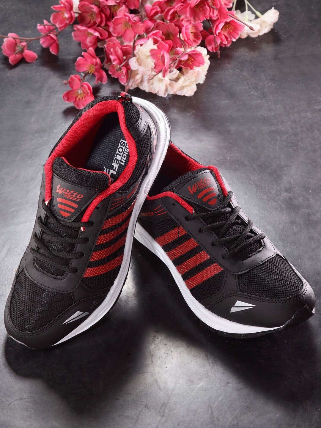 ASIAN Men Black Mesh Running Non-Marking Shoes - view 1