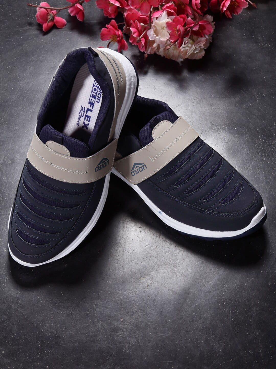 ASIAN Men Navy Blue & Grey Running Non-Marking Shoes - view 1
