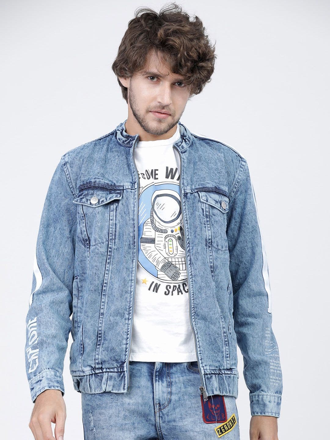 HIGHLANDER Men Blue Washed Denim Jacket - view 1