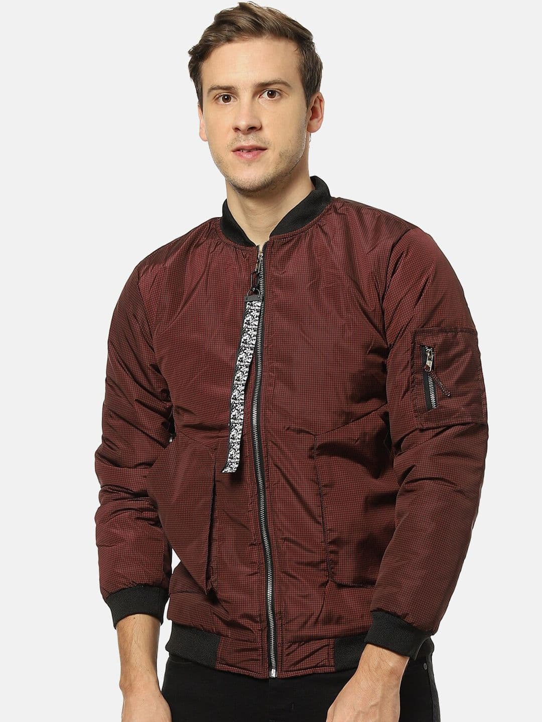 CAHOOT Men Red Windcheater Bomber with Embroidered Jacket - view 1