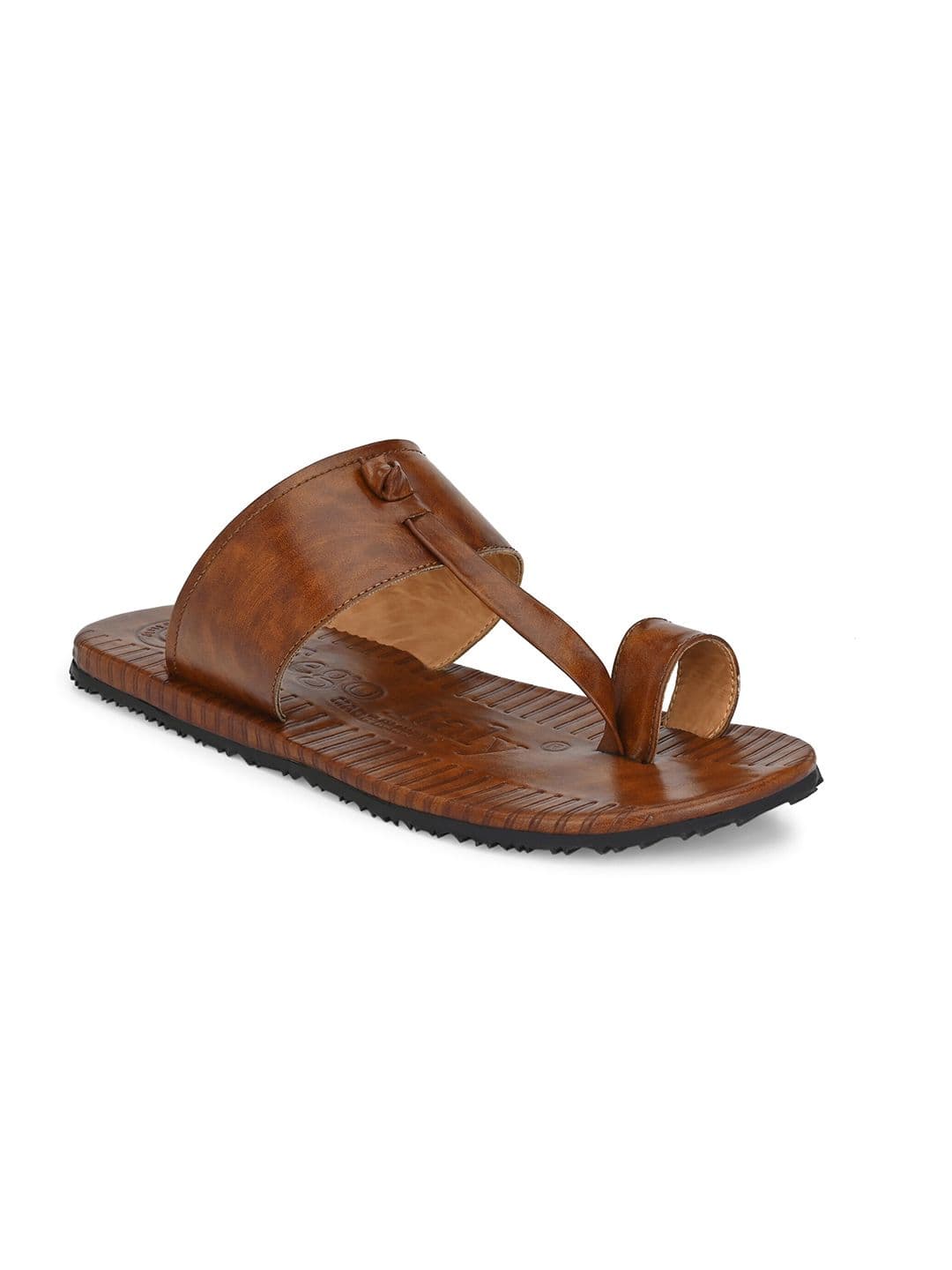Eego Italy Men Tan Solid Round Toes One Toe Slippers - view 1