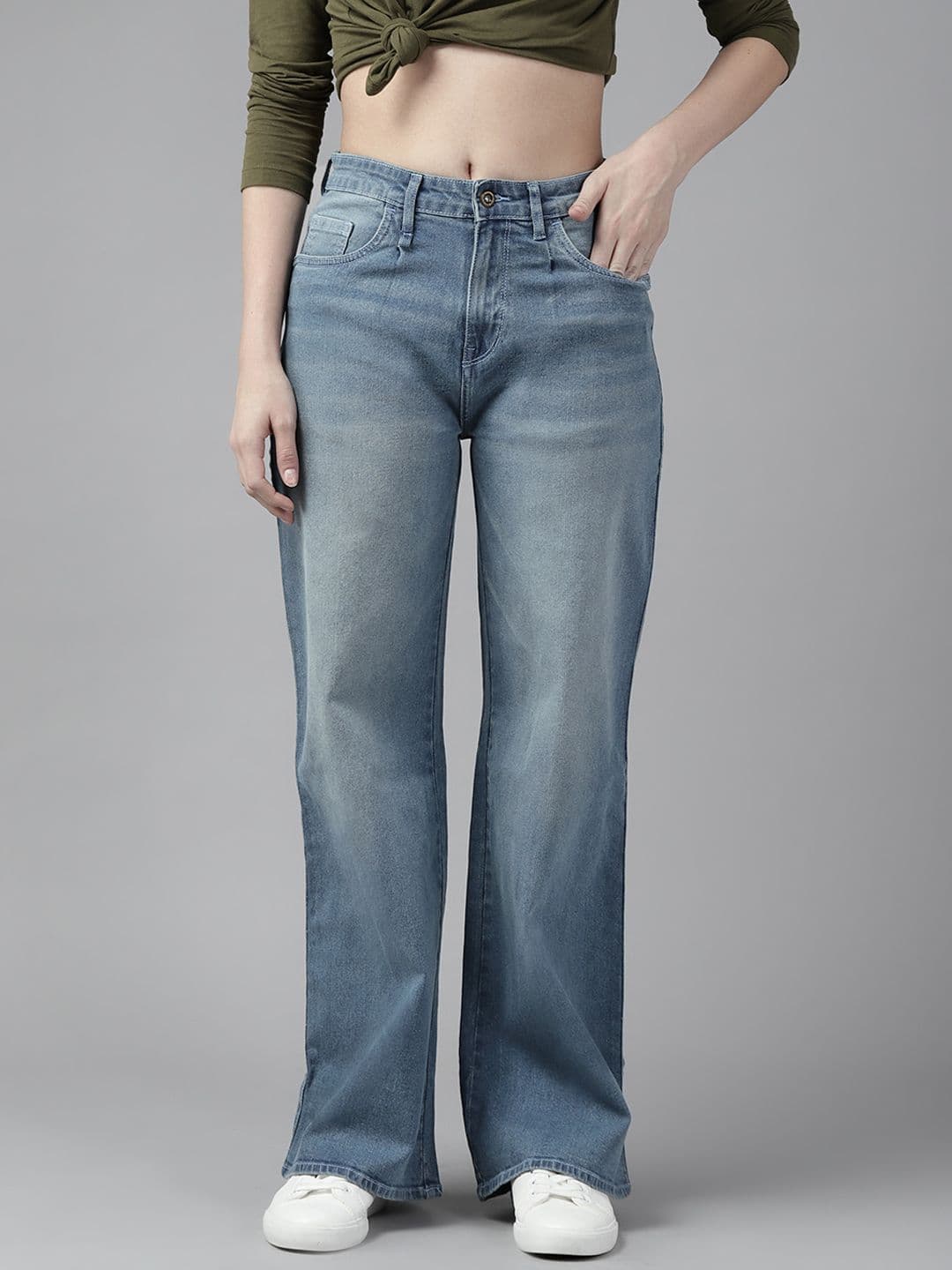 Roadster Women Blue Wide Leg High-Rise Light Fade Stretchable Jeans - view 1