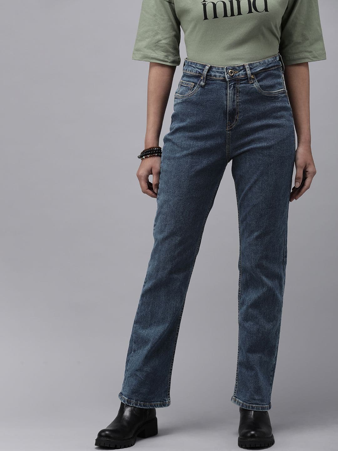 Roadster Women Blue Straight Fit High-Rise Stretchable Jeans - view 1