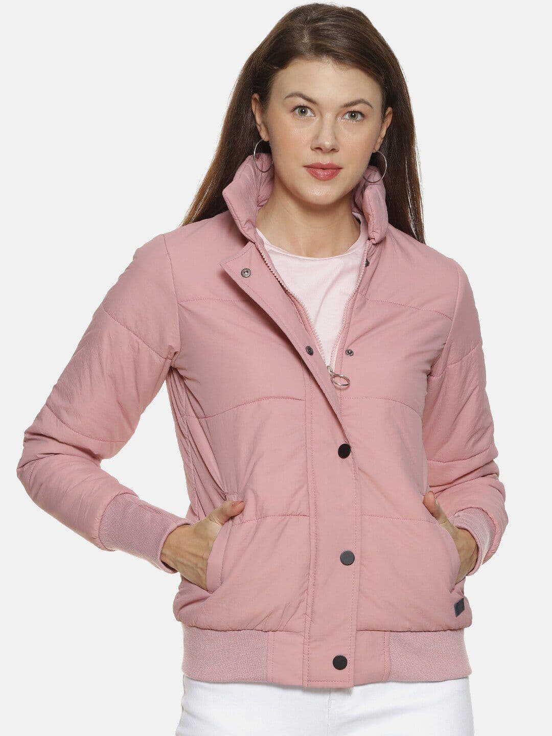 PINACOLADA Women Pink Windcheater Crop Bomber Jacket - view 1