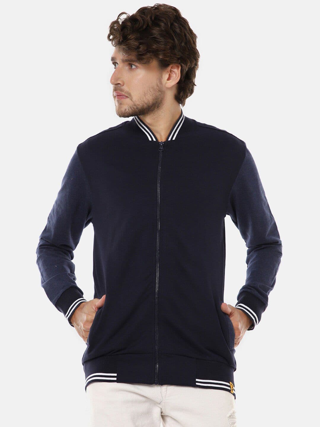 CAHOOT Men Navy Blue Solid Regular Jacket - view 1