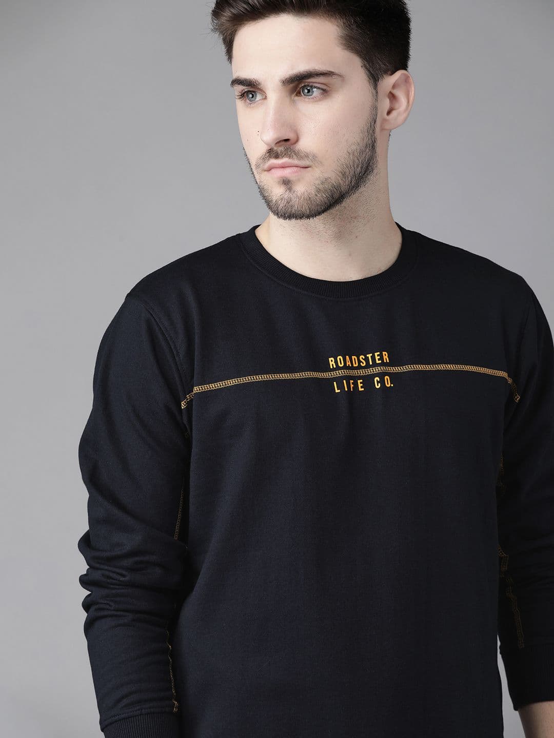 Roadster Men Navy Blue Printed Detail Sweatshirt - view 1