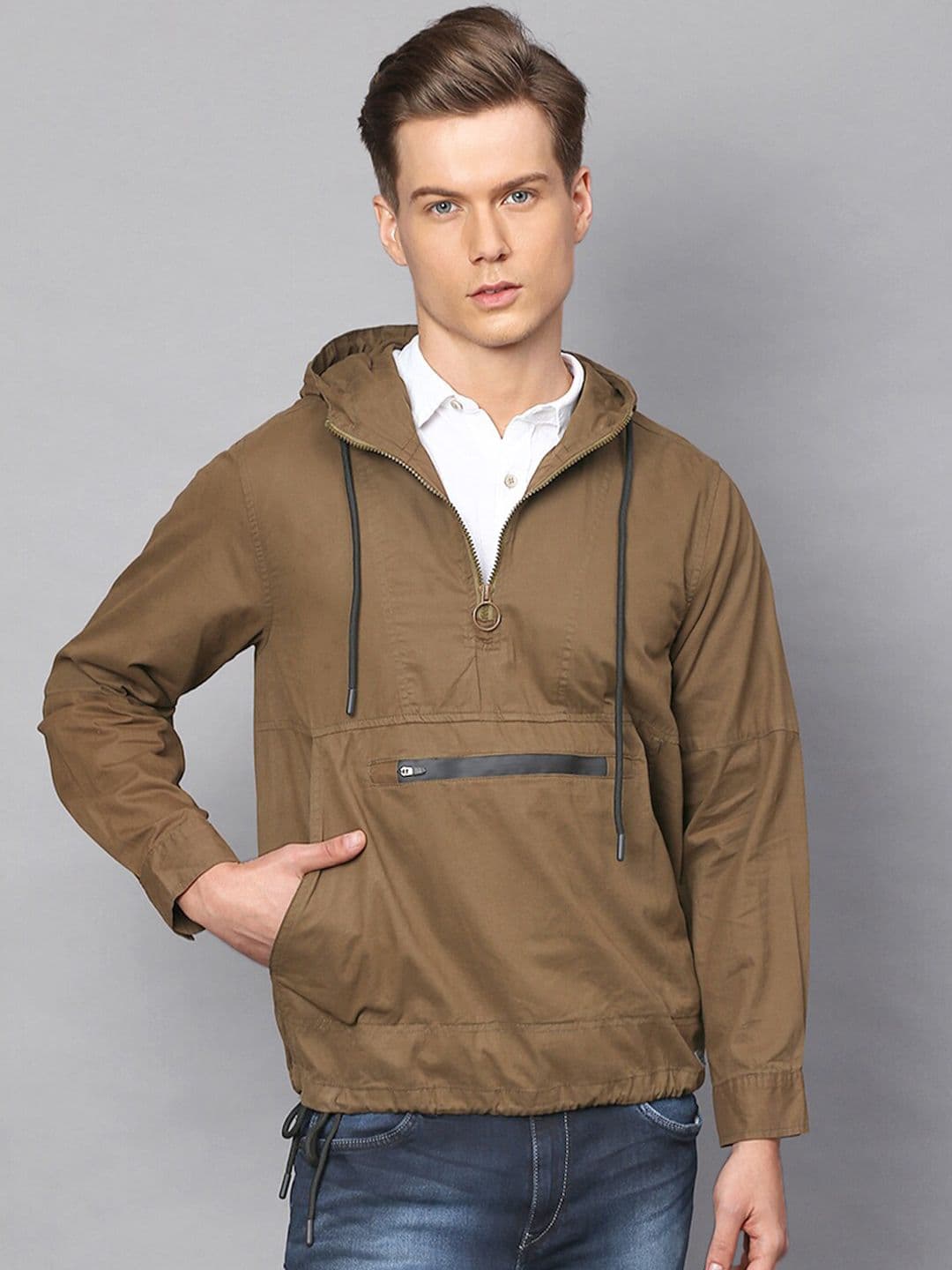 CAHOOT Men Olive Green Windcheater Biker Jacket - view 1