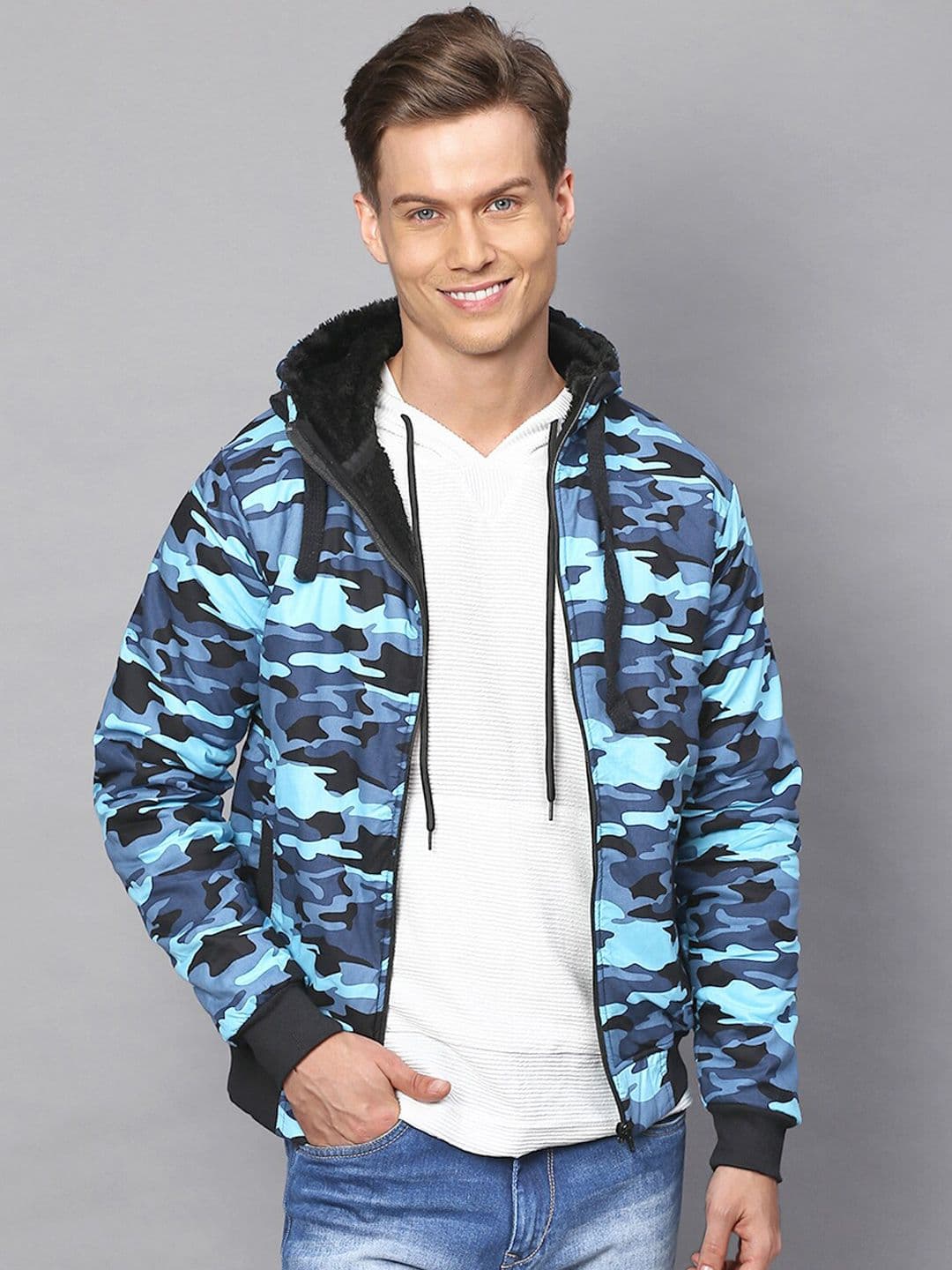 CAHOOT Men Blue Camouflage Windcheater Bomber Jacket - view 1