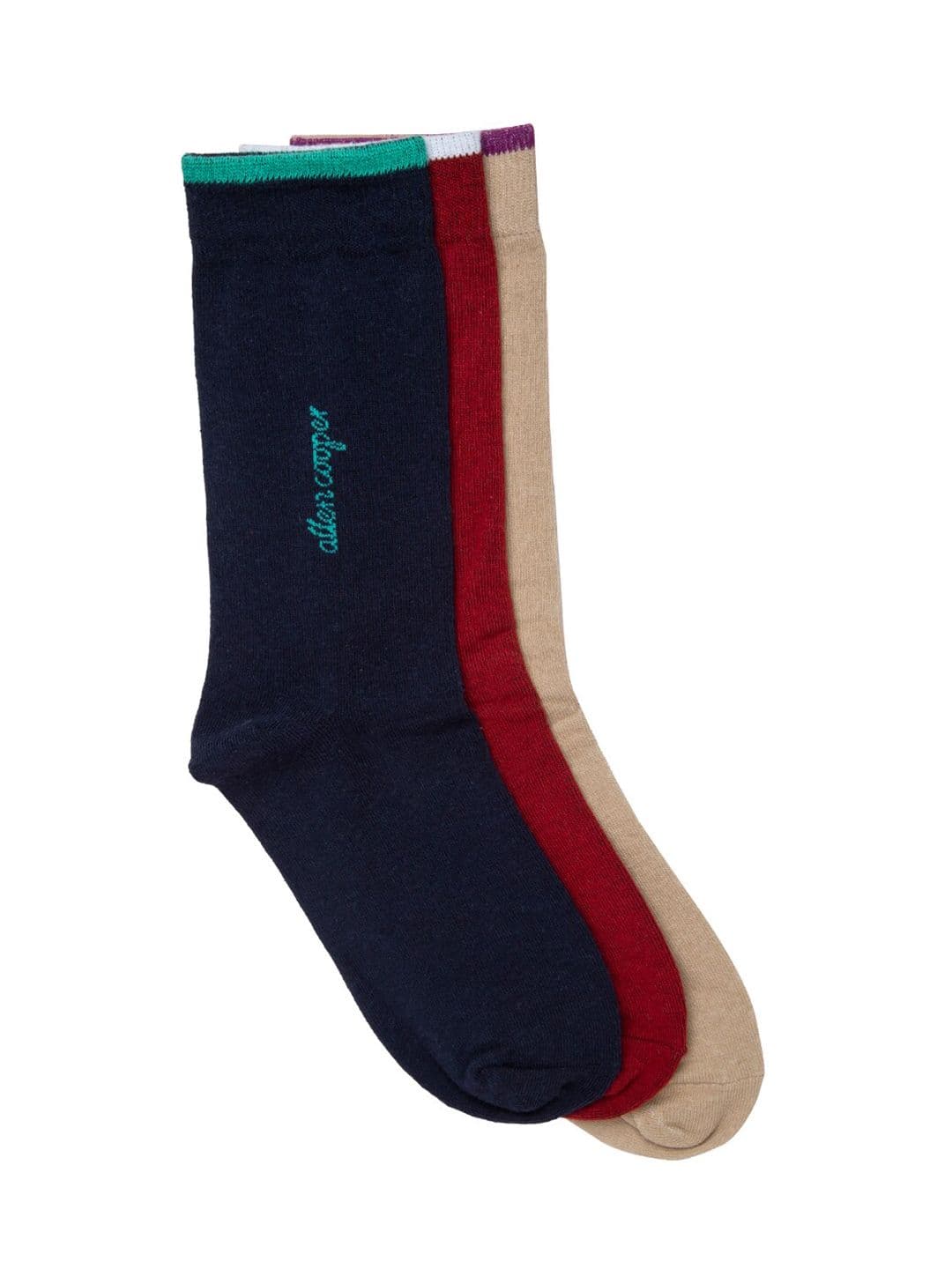 Allen Cooper Men Pack Of 3 Assorted Cotton Calf-Length Socks - view 1