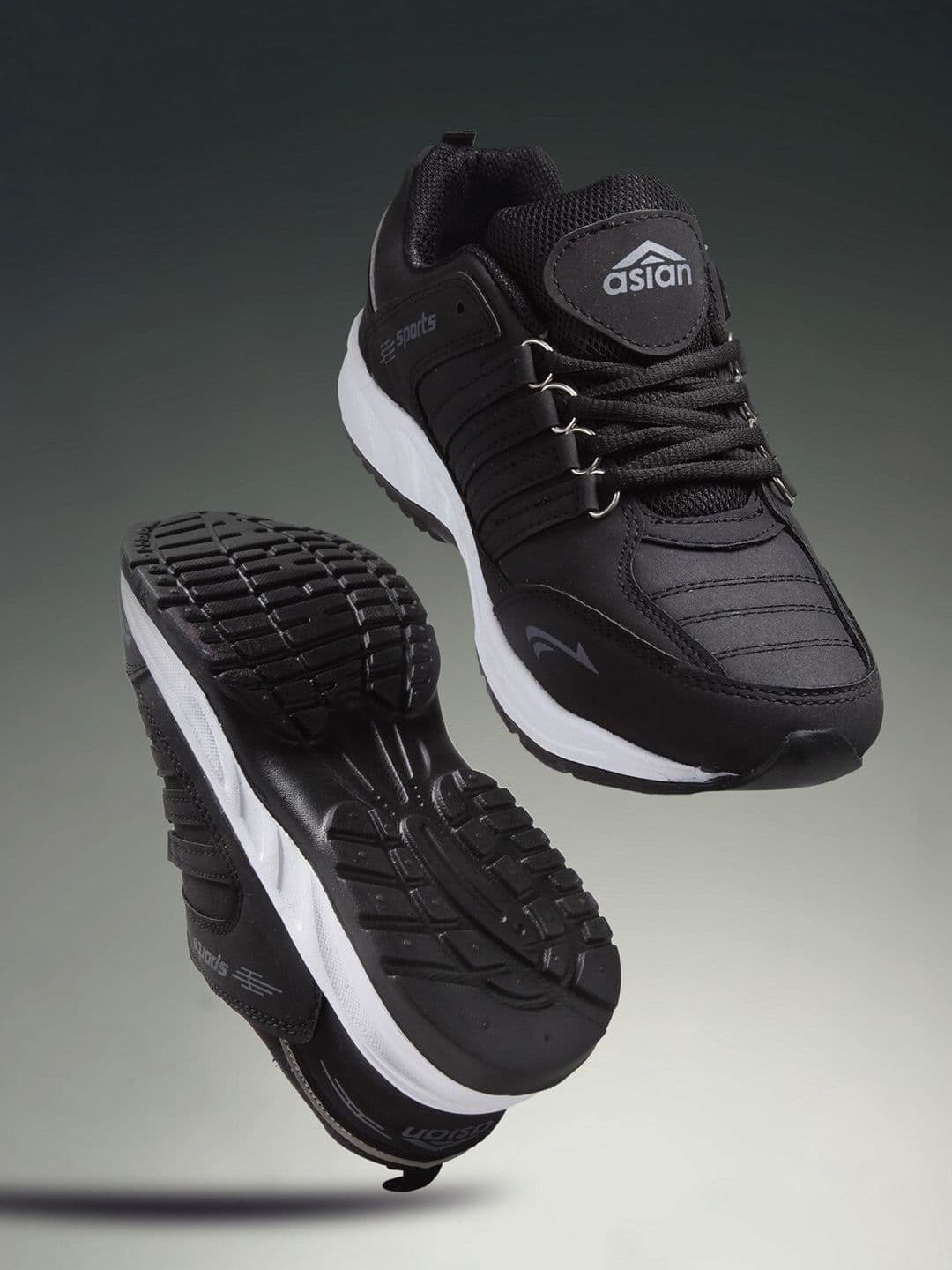 ASIAN Men Black Cosko Self Design Regular Running Shoes - view 1