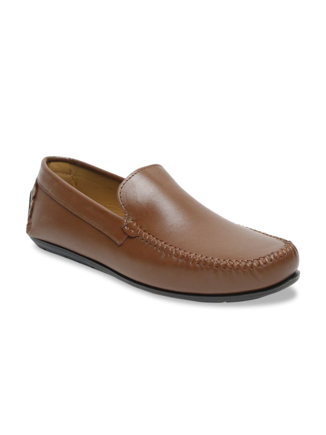 Teakwood Leathers Men Tan-Brown Solid Leather Formal Loafers - view 1