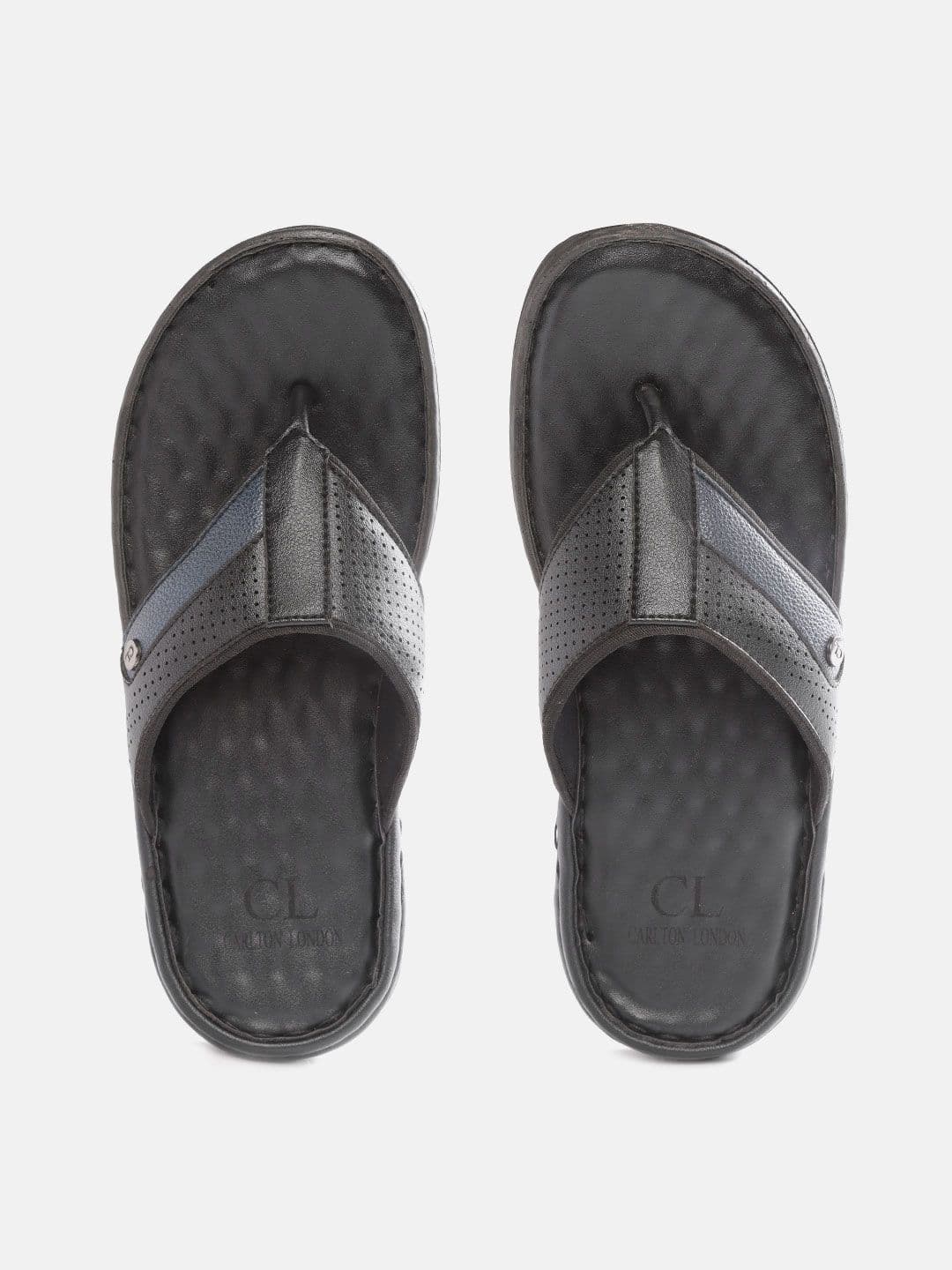 Carlton London Men Black Perforated Comfort Sandals - view 1