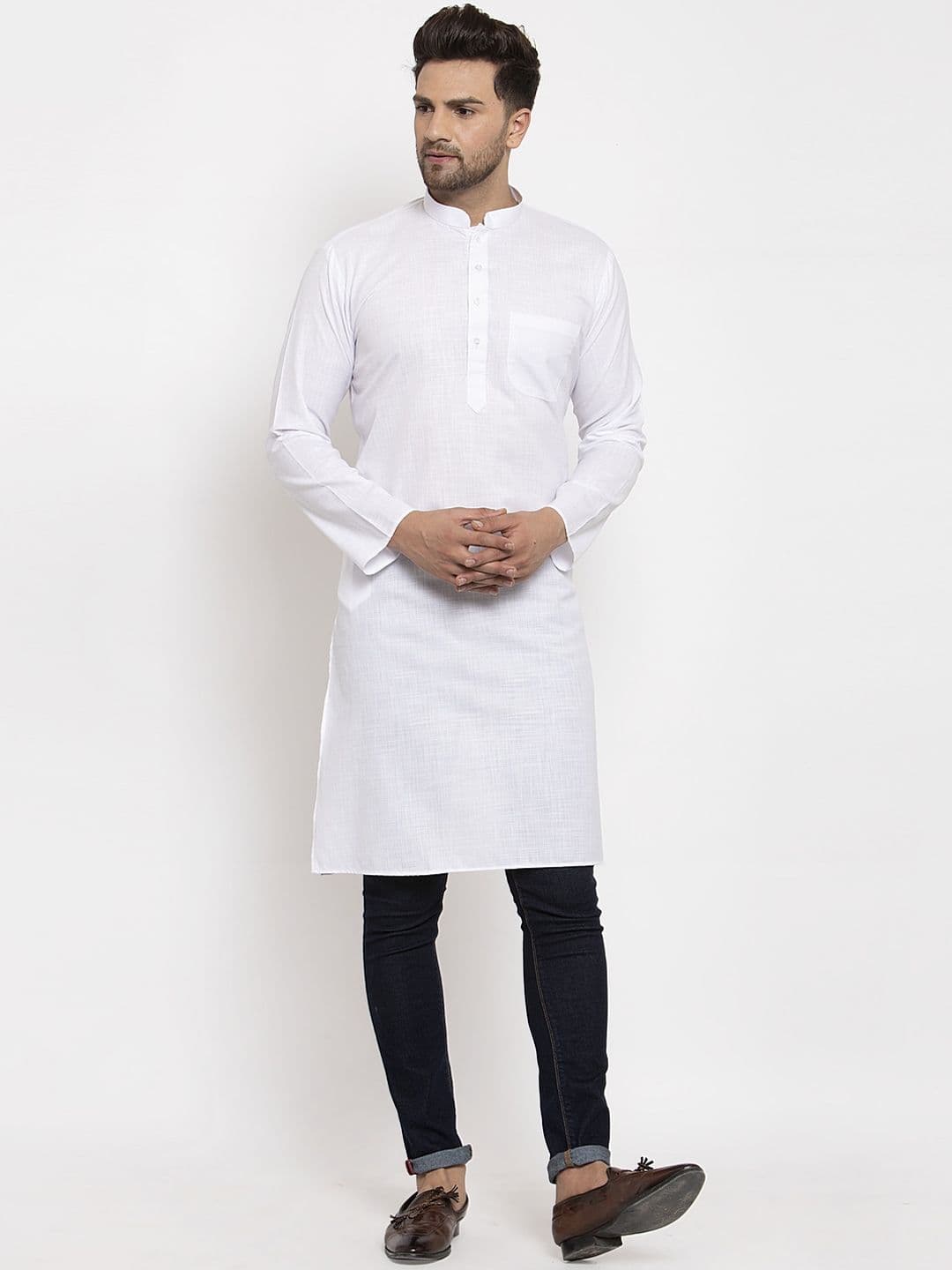 KRAFT INDIA Men White Thread Work Kurta - view 1