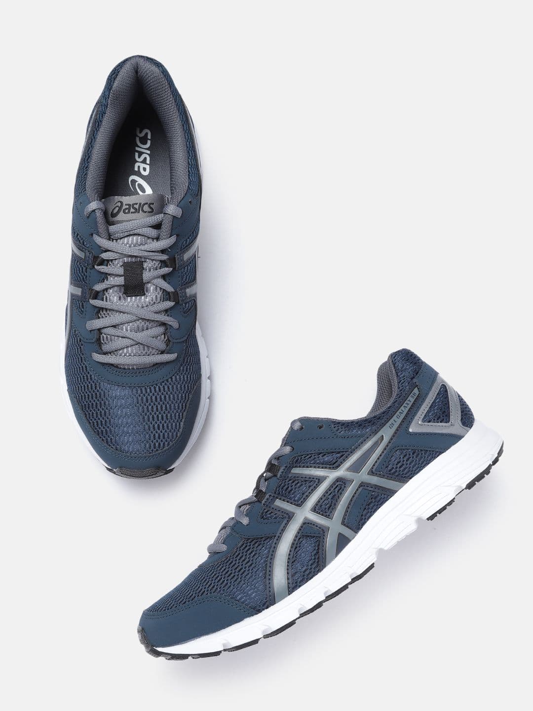 ASICS Men Navy Blue & Grey Woven Design Gel-Galaxy 8B Running Shoes - view 1